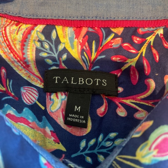 Talbots Paisley Print Cotton Button Down Top - Picture 3 of 4